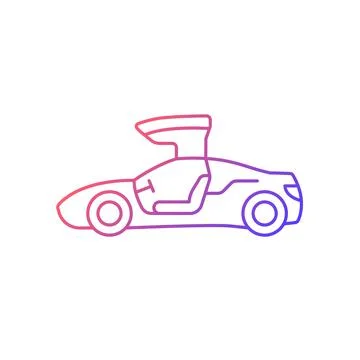 Gullwing-doored vehicle gradient linear vector icon Stock Illustration
