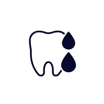 Gum bleeding icon, tooth and blood drops Stock Illustration
