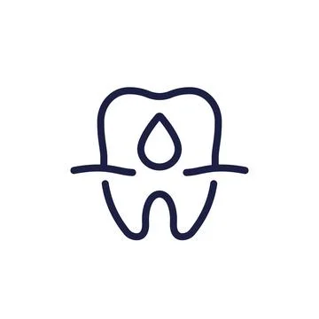 Gum bleeding line icon with a tooth Stock Illustration