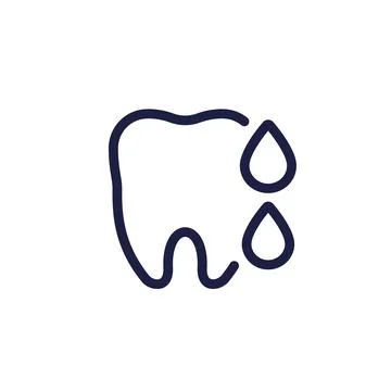 Gum bleeding line icon, tooth and blood drops Stock Illustration