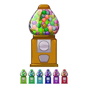 Gum bubblegum machine cartoon vector graphic Stock Illustration