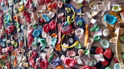 Gum Wall Seattle Close Up Stock Footage 76277959