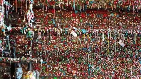 Gum Wall Seattle Close Up Pan Left Stock Footage 76277580