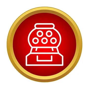 Gumball candy dispenser machine icon in gold circle 스톡 일러스트