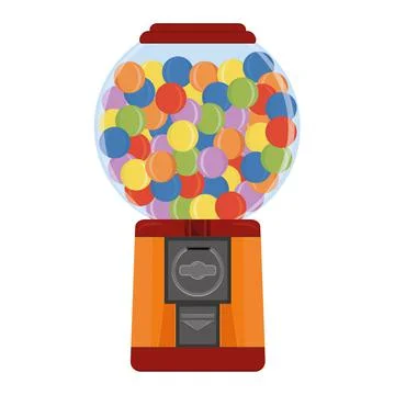 Gumball Machine automatic machine with chewing gum round shape, color isolate Stock Illustration