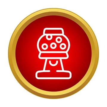 Gumball machine icon with sweets on red background 스톡 일러스트