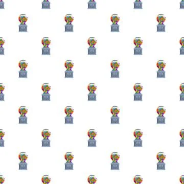 Gumball machines creating seamless candy dispenser pattern Stock Illustration