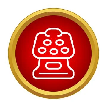 Gumball vending machine icon on red circle button Stock Illustration