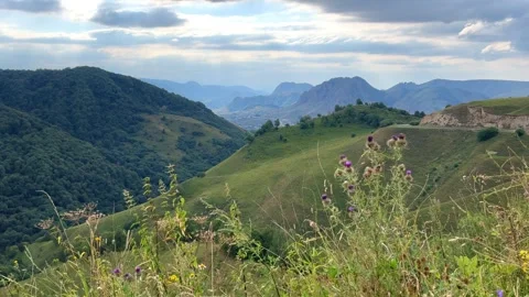 Gumbashi Pass, the highest mountain pass in Russia.  Stock Footage 262757050