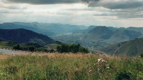 Gumbashi Pass, the highest mountain pass in Russia.  Stock Footage 262858236