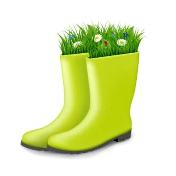 Gumboots With Grass Stock Illustration