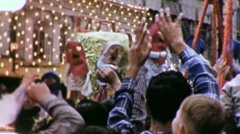 GUMBY Mardi Gras Float New Orleans 1960s Vintage Film Home Movie 4038 Stock Footage