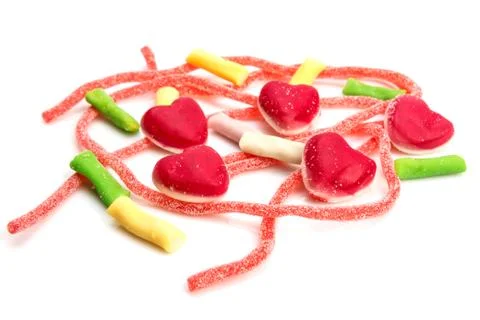 Gummies in the form of hearts Stock Photos