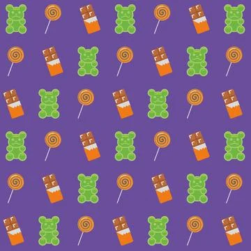 Gummy bear and lollipop pattern. Vector 스톡 일러스트