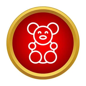 Gummy bear candy outline icon in red circle Stock Illustration