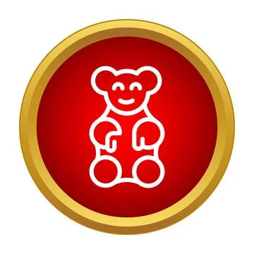 Gummy bear icon on red circle background Stockillustratie
