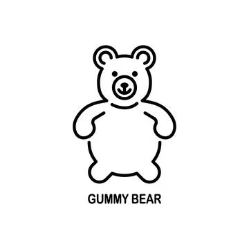 Gummy bear vector icon. Line sign of sweets. Editable stroke. Stock Illustration