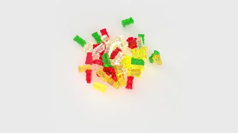 Gummy bears 3D Animation Candy Lollies Simulation Stock Footage 160542461