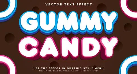 Gummy Candy editable text effect Template Stock Illustration