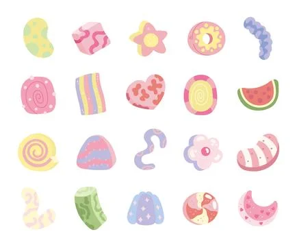 Gummy candy set in scandinavian style Stock Illustration