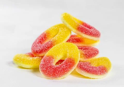 Gummy candy with sugar closeup Stock Photos