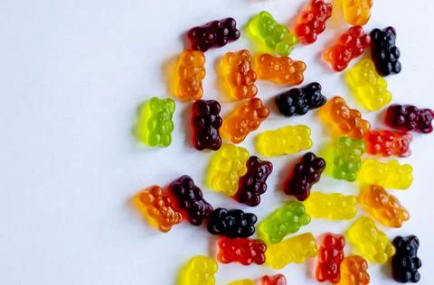 Gummy colored bears on a light background Stock Photos