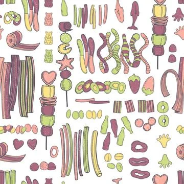 Gummy sweets. Vector background. Stock Illustration