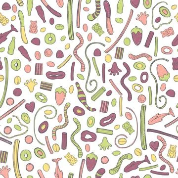 Gummy sweets.  Vector   pattern. Stock Illustration