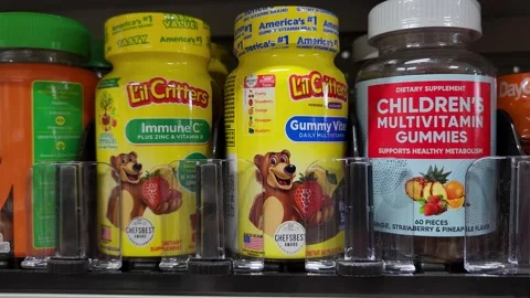 Gummy Vitamins Container Stock Footage 196125029