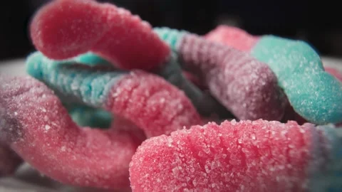 Gummy Worms macro 5k Stock Footage 145911396