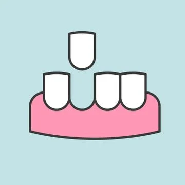 Gums with teeth and missing tooth, dental related icon, filled outline 스톡 일러스트