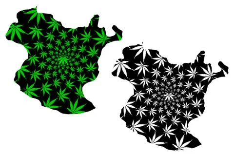 Gumushane (Provinces of the Republic of Turkey) map is designed cannabis leaf Stock Illustration