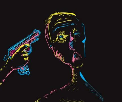 Gun Against Head Illustrazione stock