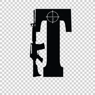 Gun Alphabet Character 11 scalable logo design icon print Stock Illustration