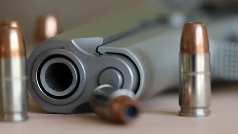Gun and bullets 4K Video stock 108008681