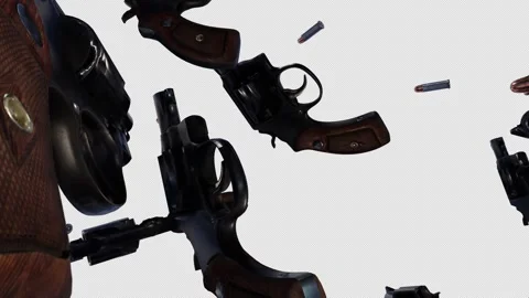 Gun And Bullets Falling Down Alpha 02 4k Stock Footage 311922353