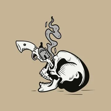 Gun and skull illustration 스톡 일러스트