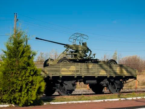 Gun on armored train Foto stock