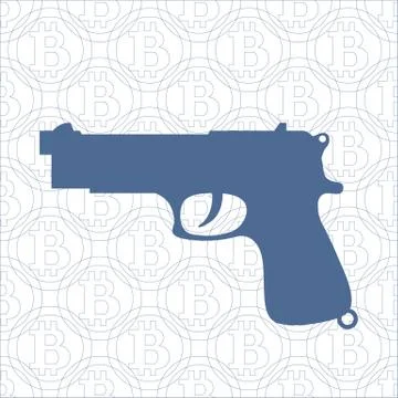 Gun on the background of bitcoin Stock Illustration