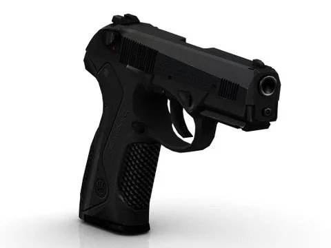 Gun of the black colour stands on cartridge clip on white background Stock Illustration