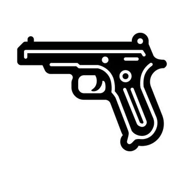 Gun black vector icon on white background Stock Illustration