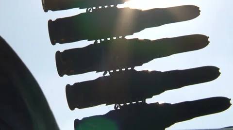 Gun Bullet Cartridges Stock Footage 34689576