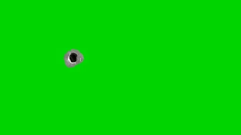 Gun Bullet Three Holes Metal Sheet Sparks Green Screen Animation Stock Footage 87803653