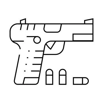 Gun with cartridges line icon vector illustration Stock-Illustration