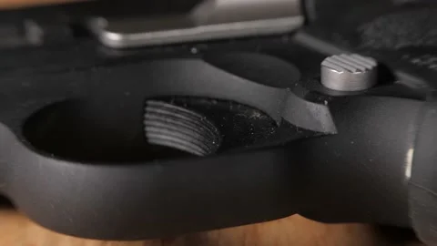 Gun Close Pan Macro Pan Right Stock Footage 150136695