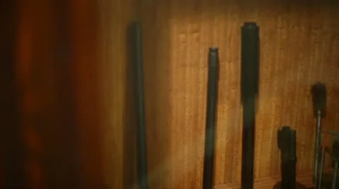 Gun collection guns 2nd amendment hunting Stock Footage 12179573