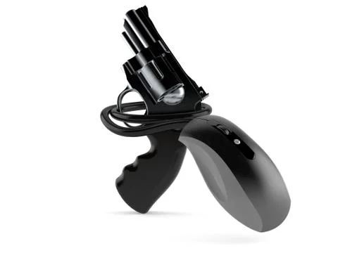 Gun with computer mouse Stock Illustration