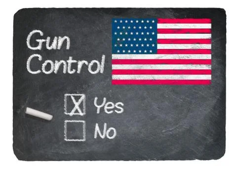 Gun Control choice using chalk on slate blackboard Stock Photos