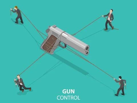 Gun control flat isometric vector concept. Stock Illustration