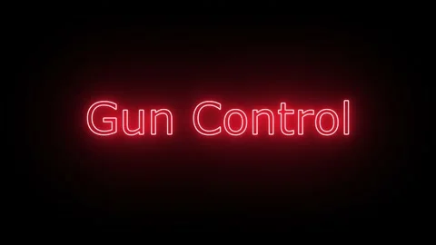 Gun Control, Written in Neon Text Effect with a bit of Flicker Effect Video stock 239002279